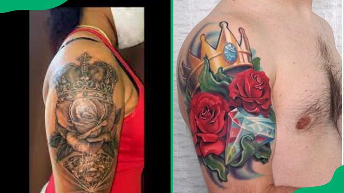 Crown and diamond rose tattoo Crown and diamond rose tattoo