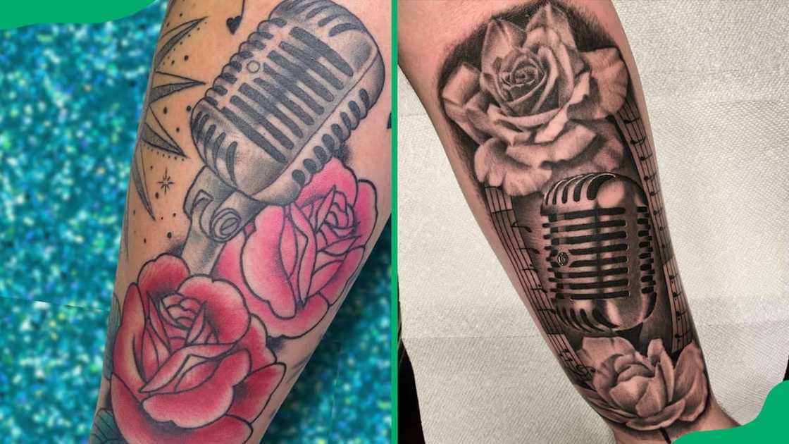 Microphone rose tattoo Microphone rose tattoo