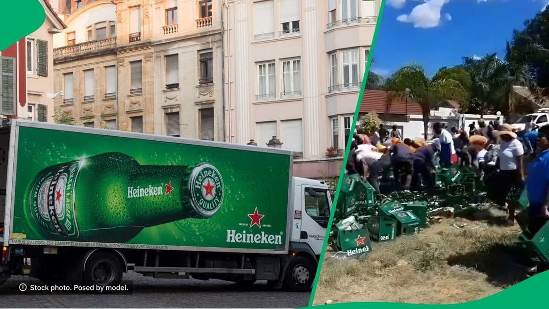 Heineken truck looted in video with SAPS present Heineken truck looted in video with SAPS present