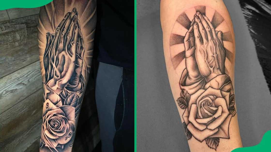 Praying hands rose tattoo Praying hands rose tattoo