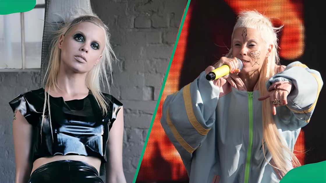 Yolandi Visser rapping to her audience Yolandi Visser rapping to her audience