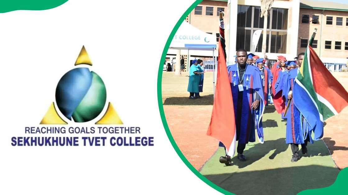Sekhukhune TVET College logo and graduands during a ceremony. Sekhukhune TVET College logo and graduands during a ceremony.