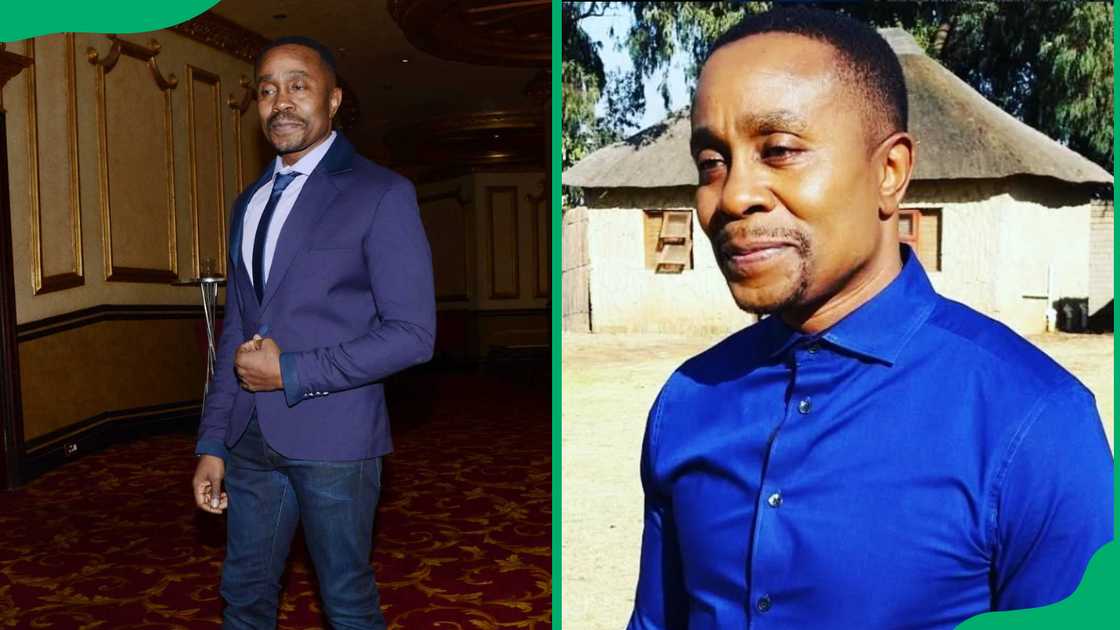Vusi Kunene in a blue suit at a formal event and in a blue shirt out and about. Vusi Kunene in a blue suit at a formal event and in a blue shirt out and about.