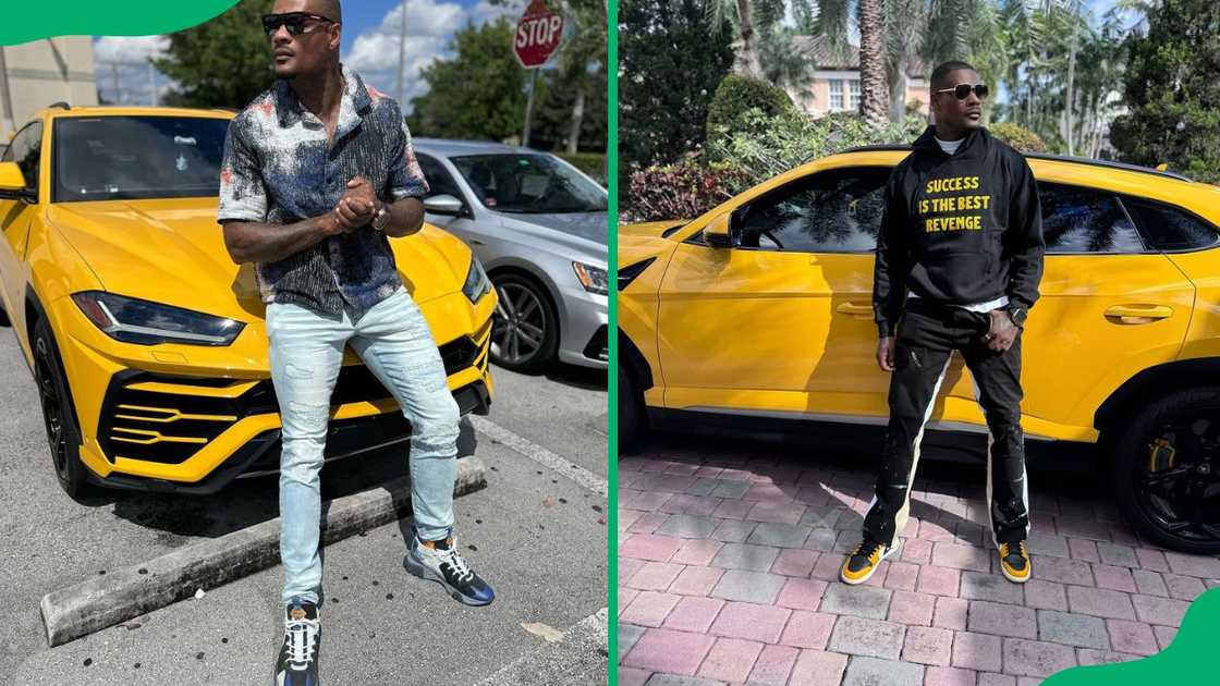 Jason Luv next to his yellow car Jason Luv next to his yellow car
